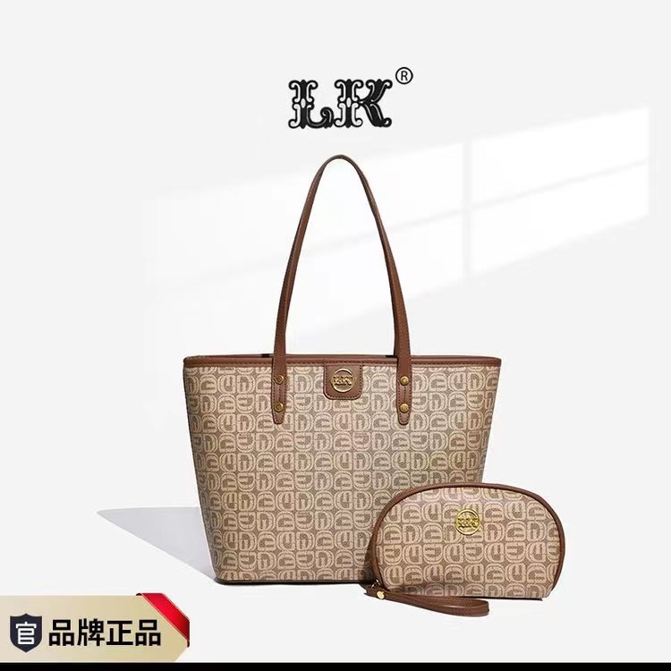 时尚百搭女士托特包潮流单肩内胆包中包简约大气经典印花中号肩包