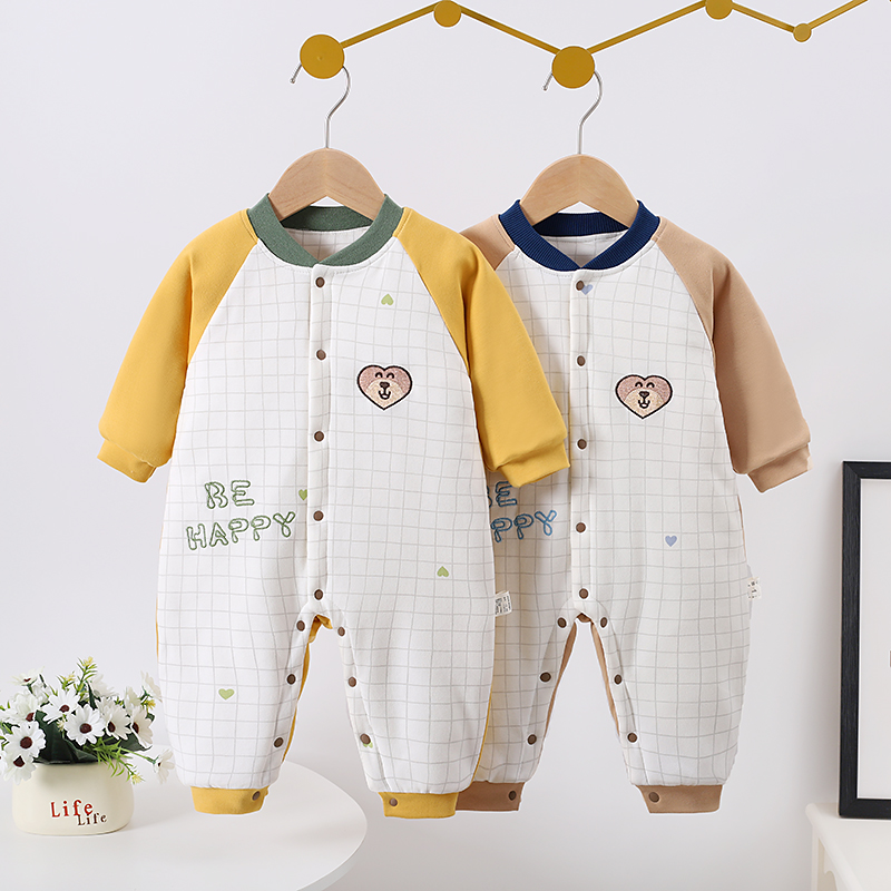 【粉丝专享】秋冬款婴幼儿玉米熊婴儿宝宝连体衣哈衣爬爬服夹棉长袖