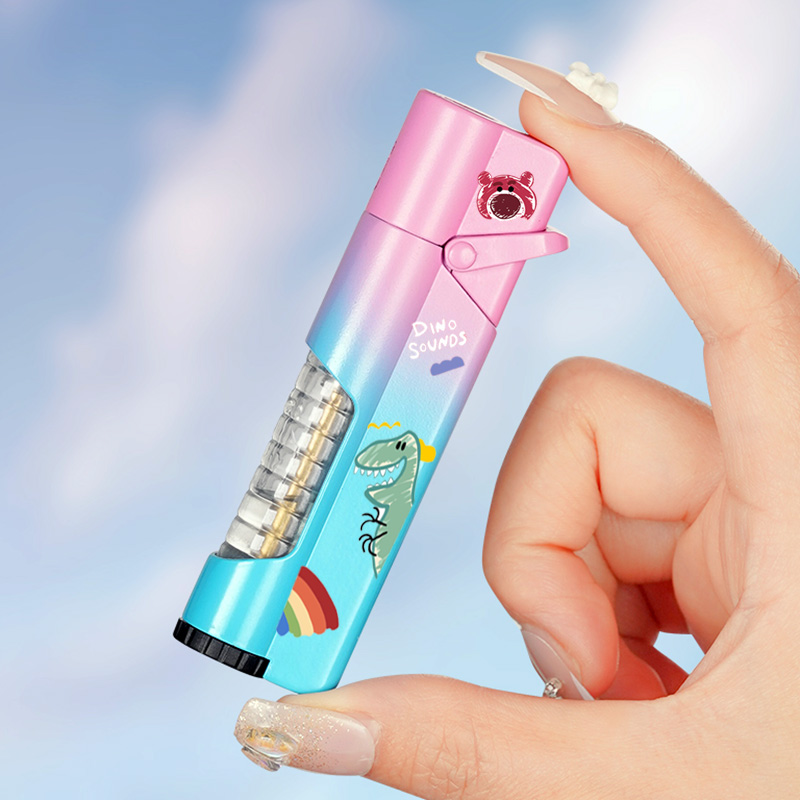 网红高颜值打火机防风个性粉色火焰充气创意卡通草莓熊摇臂送男士
