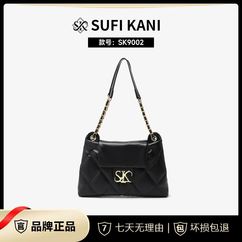 SUFI KANI 新款时尚高级感轻奢百搭单肩斜挎包SK9002#-黑色