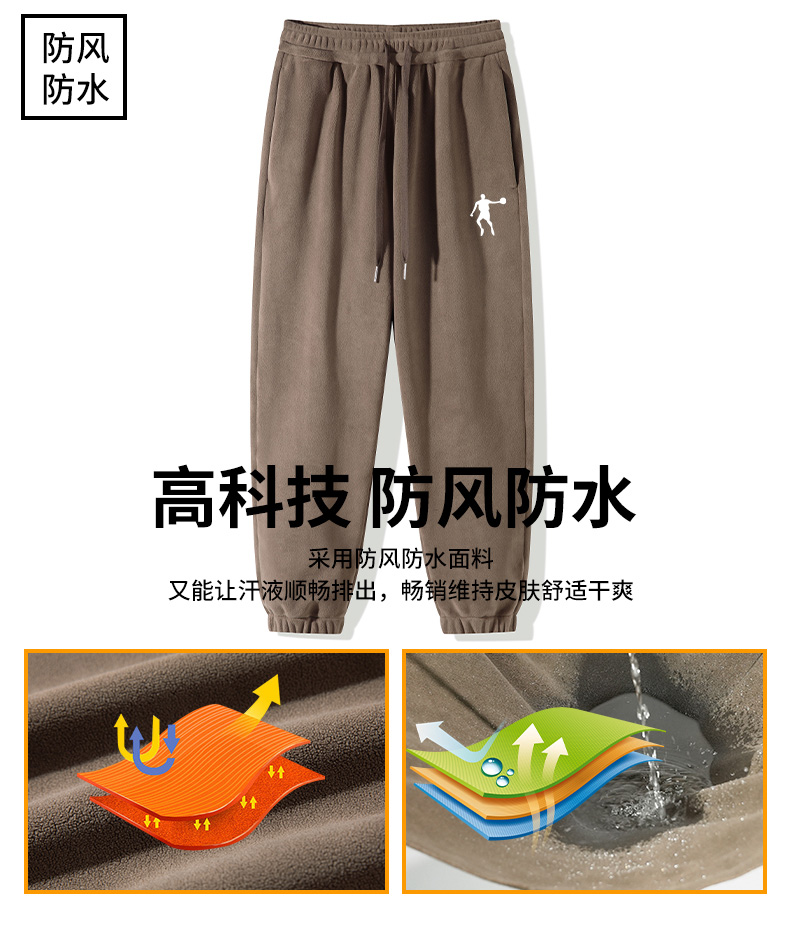 乔丹高端迈摇粒绒升级版防风裤子冬季加绒加厚束脚卫裤休闲运动裤
