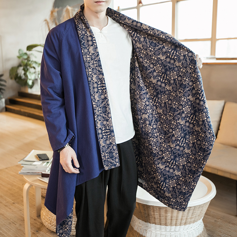 中式唐装改良汉服中国风男装居士披风衣外套复古装茶禅服道袍长衫