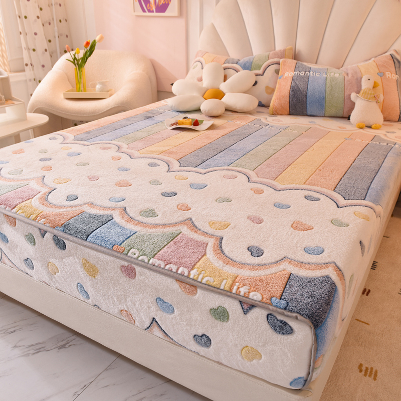 【今日推荐】牛奶绒床笠单件加绒床垫套床罩冬季珊瑚床套加厚保暖