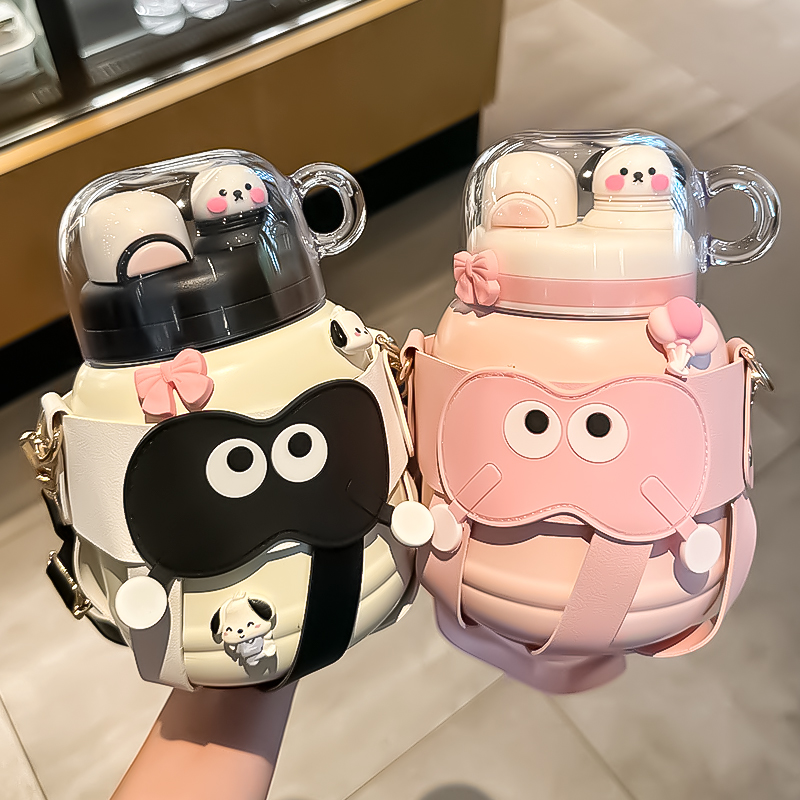 316不锈钢保温杯女高颜值学生上学专用大肚水杯大容量女生吸管杯z