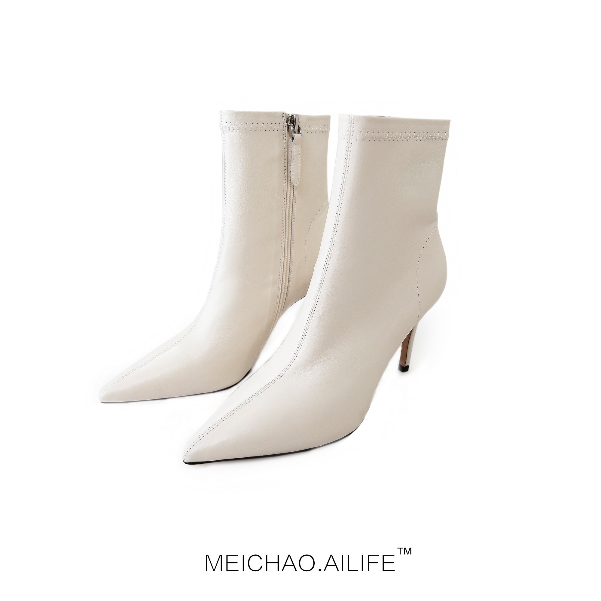 【AILIFE】秋冬新款时尚尖头细跟法式高跟短靴百搭气质款女鞋X0043