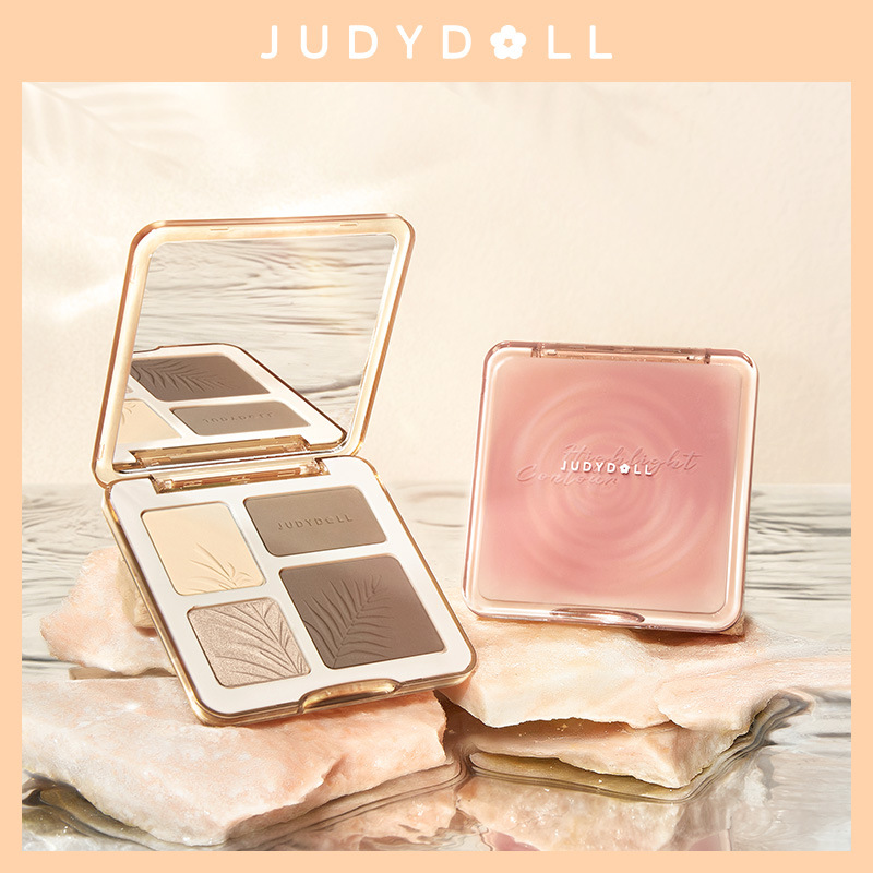 JudydoLL/橘朵ins高光修容阴影综合四色盘侧影四色修容盘一体盘