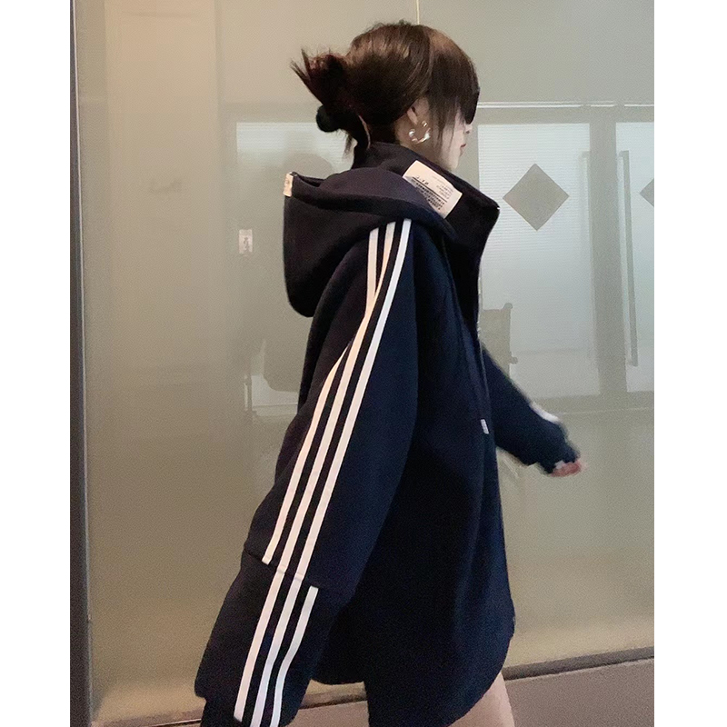 【安童森】韩版加绒开衫外套2023秋冬新款设计感拉链连帽卫衣#3126