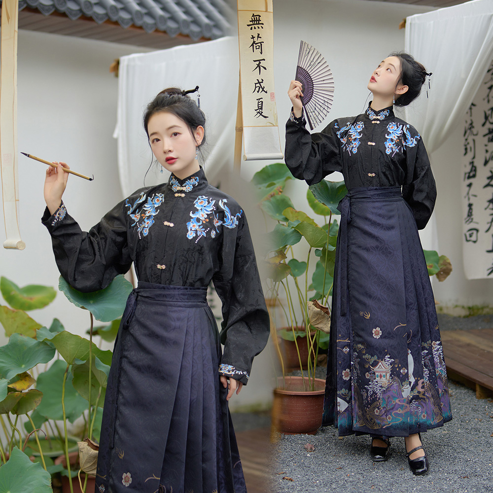 日常织金妆花汉服马面裙新中式国风刺绣马面裙女中国风秋冬汉元素