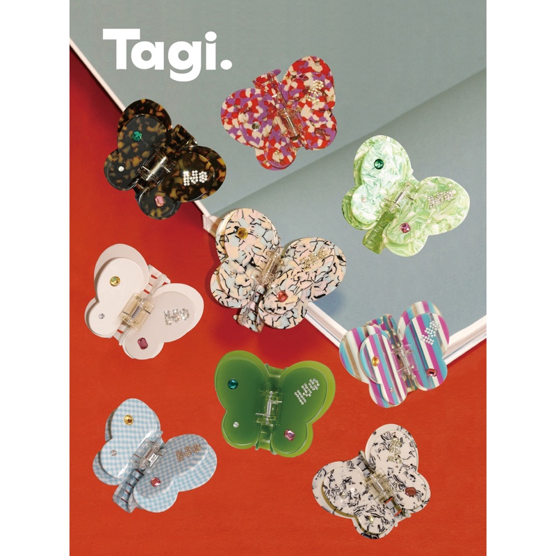Tagi.《i》想象两只蝴蝶宝石发抓亚克力鲨鱼无痕发夹