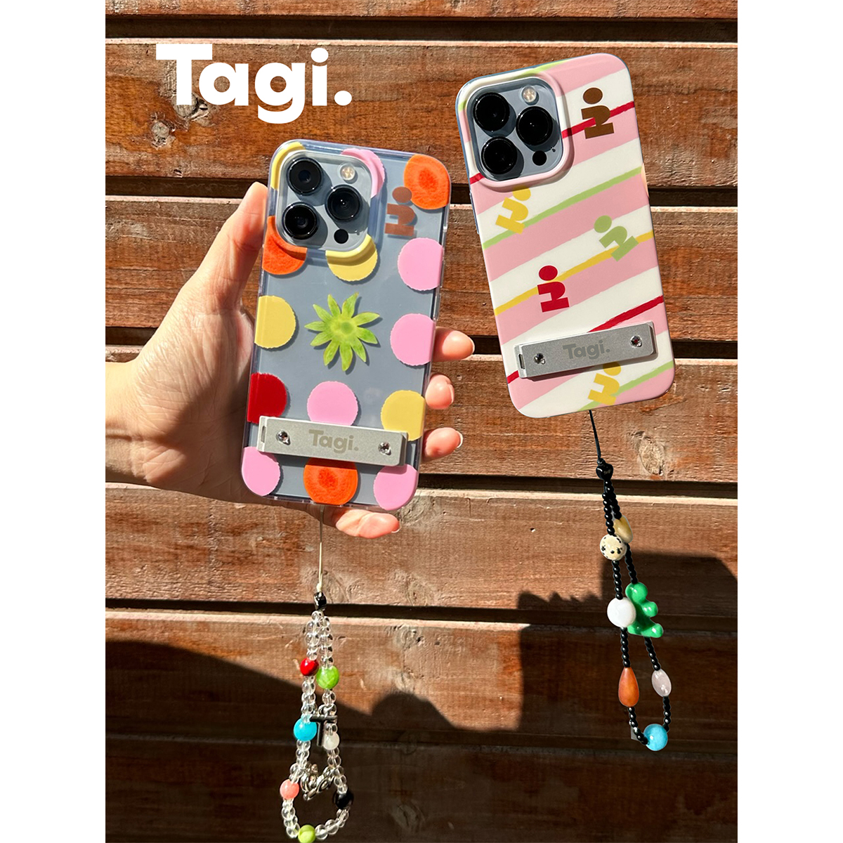 Tagi.水果钻石《小尾巴》隐藏折叠金属支架透明苹果华为mate60pro