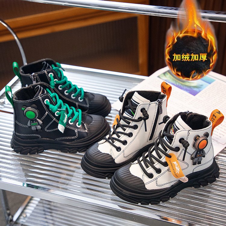 回力瑞儿童男童马丁靴2022年秋冬季新款男孩靴子短靴加绒二棉鞋子