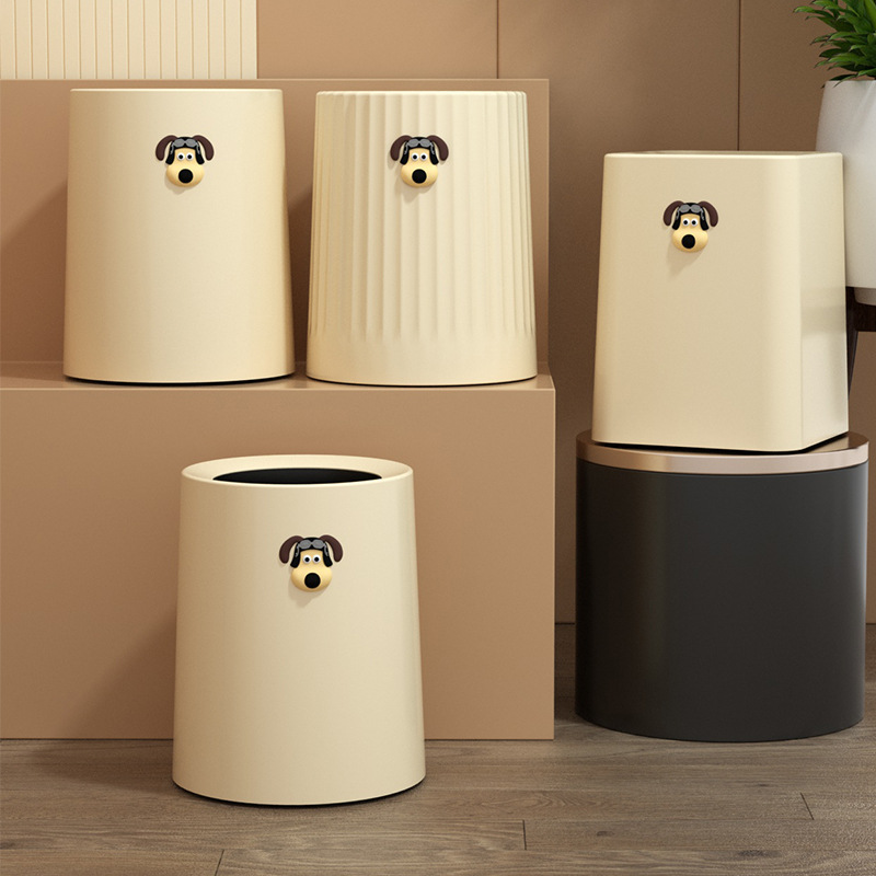 奶油风小狗垃圾桶ins风高颜值家用轻奢精致高级简约双层无盖纸篓