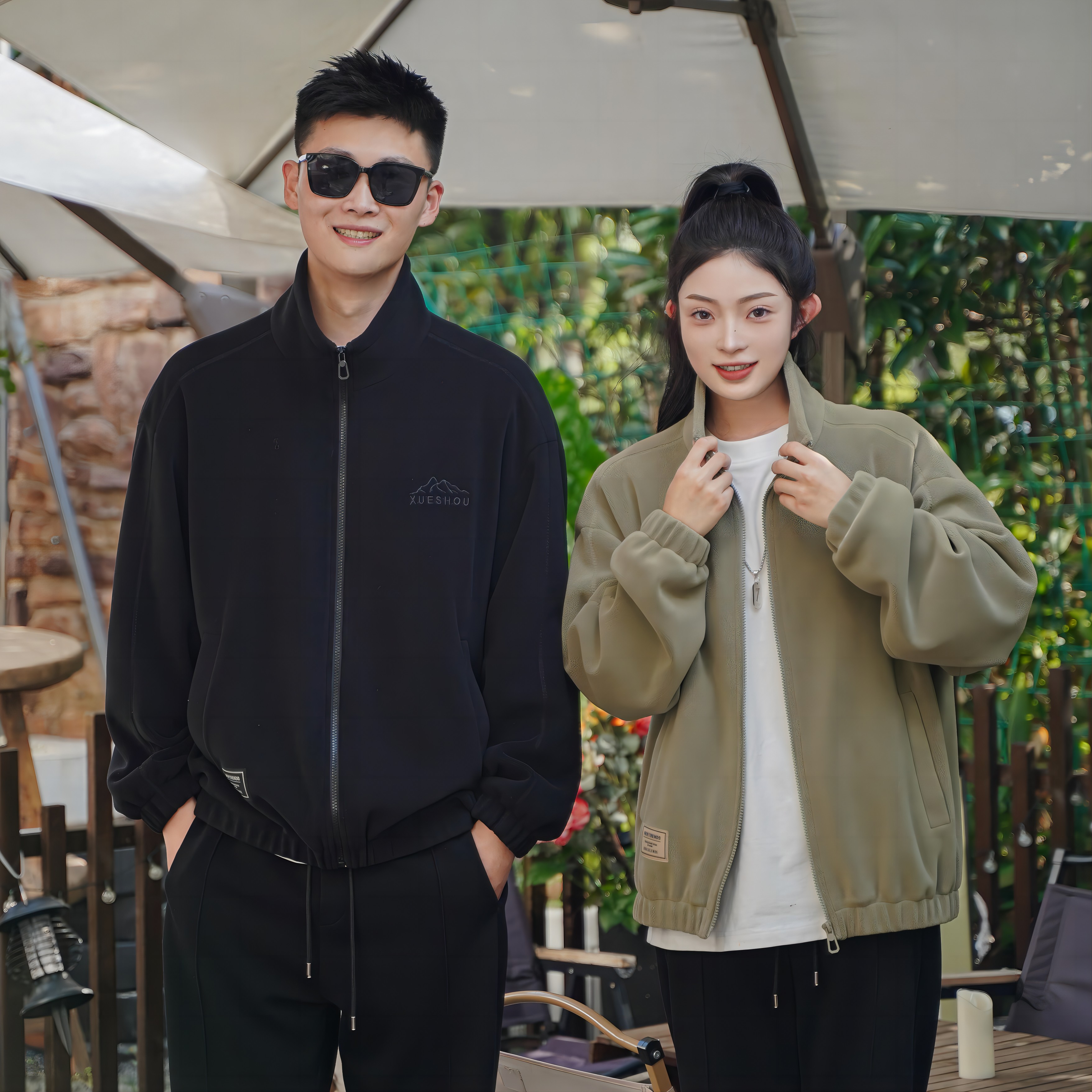 潮牌2023新款澳丽绒男女同款潮流立领休闲抓绒夹克秋宽松百搭2188