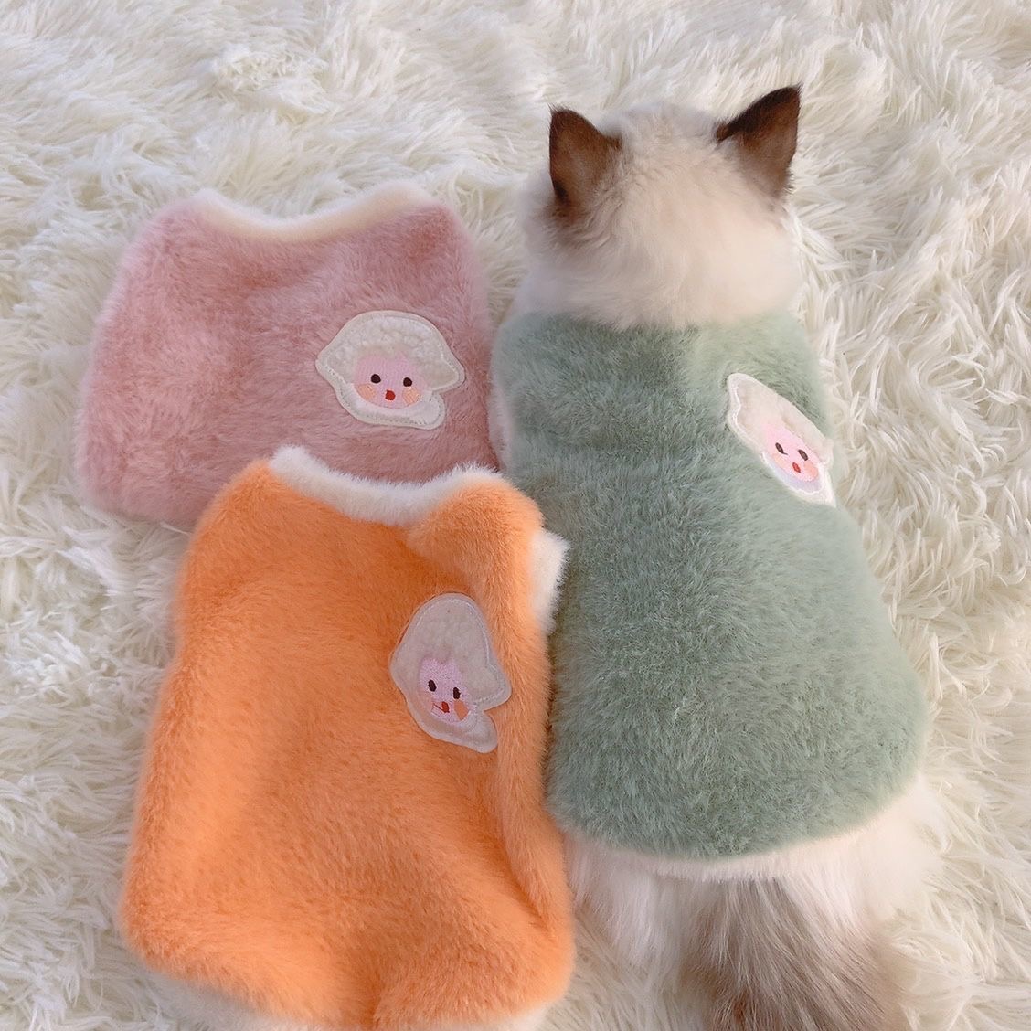 可爱秋冬季猫咪衣服狗狗冬保暖加厚背心防掉毛布偶宠物小型犬衣服