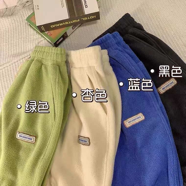 【洛希】加厚摇粒绒裤子女童冬季羊羔毛休闲裤宽松洋气儿童卫裤JC33