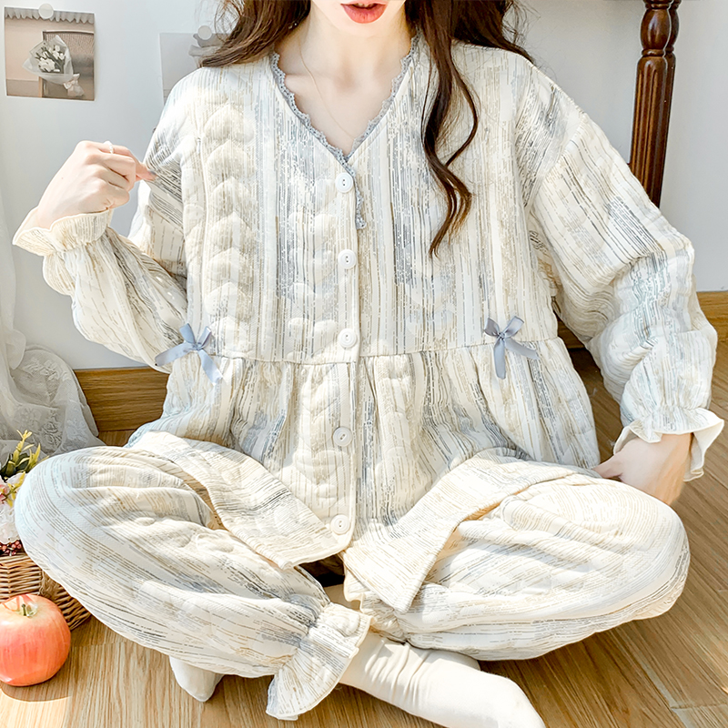 月子服10-11月秋冬空气棉产妇母乳睡衣怀孕期春秋保暖孕妇家居服