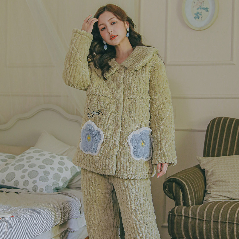 【三层夹棉5度-零下10度】月子服加绒加厚产后哺乳孕妇睡衣保暖冬季
