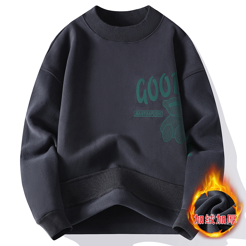 13青少年秋冬季加绒卫衣15岁初高中学生加厚打底衫16大童男孩上衣