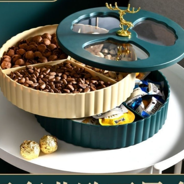 2023新款北欧风三分格茶几坚果收纳盒干果盘家用小鹿果盘零食摆盘