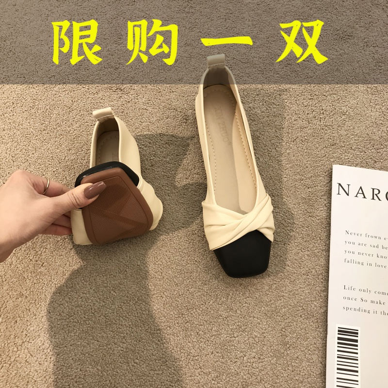 百丽纯爱单鞋女瓢鞋温柔晚晚鞋平底款女鞋子2023新款秋春夏奶奶