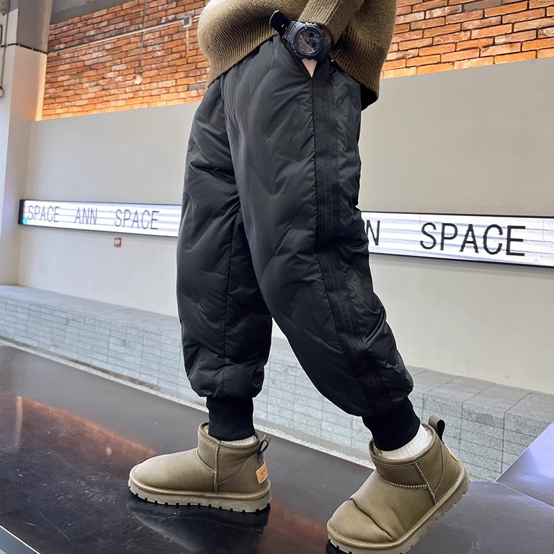儿童羽绒裤秋冬2023新款男童白鸭绒裤子加厚男孩保暖棉裤冬季外穿