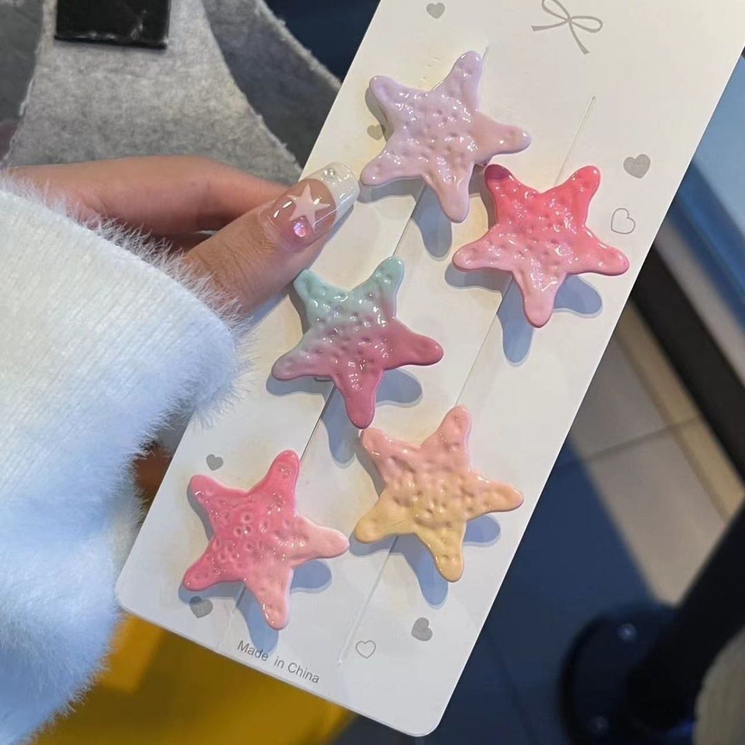 奶油色多巴胺星星鸭嘴夹ins甜美可爱少女心五角星发饰刘海夹女
