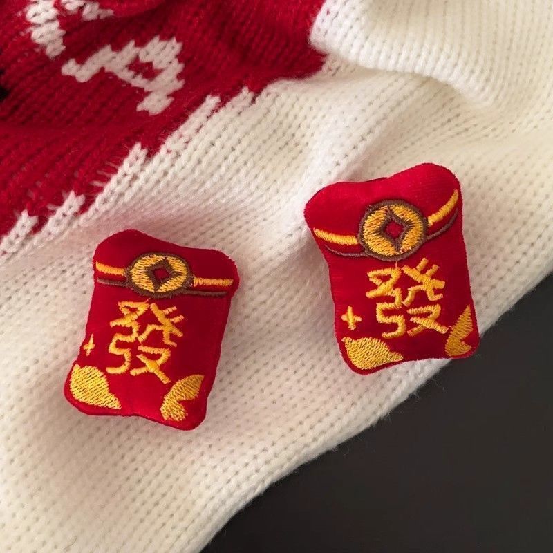 新年发夹可爱红色刘海夹喜庆发卡边夹鸭嘴夹少女心发饰品