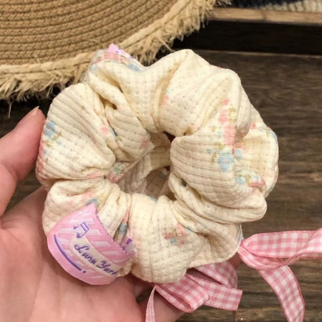 大肠圈芭蕾风甜心芭比粉色蝴蝶结丝带发圈洋气格纹碎花发绳头绳