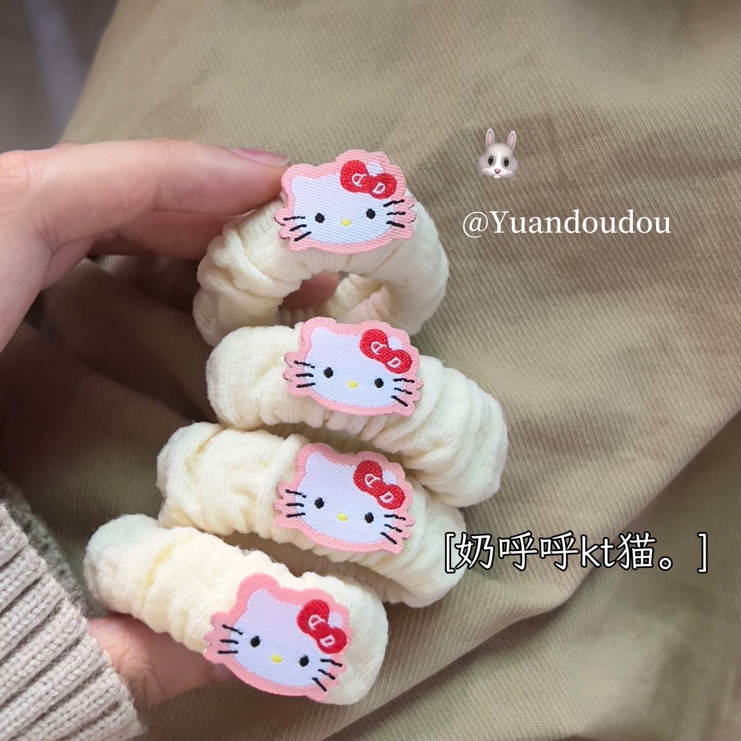 可爱小猫毛绒白发圈KT猫秋冬发绳少女心ins发饰学生软萌马尾皮筋
