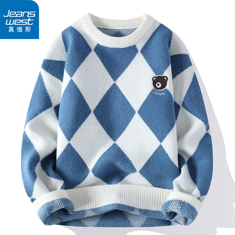 真维斯/Jeanswest秋冬季男女款毛衣2023宽松百搭加厚慵懒风针织衫