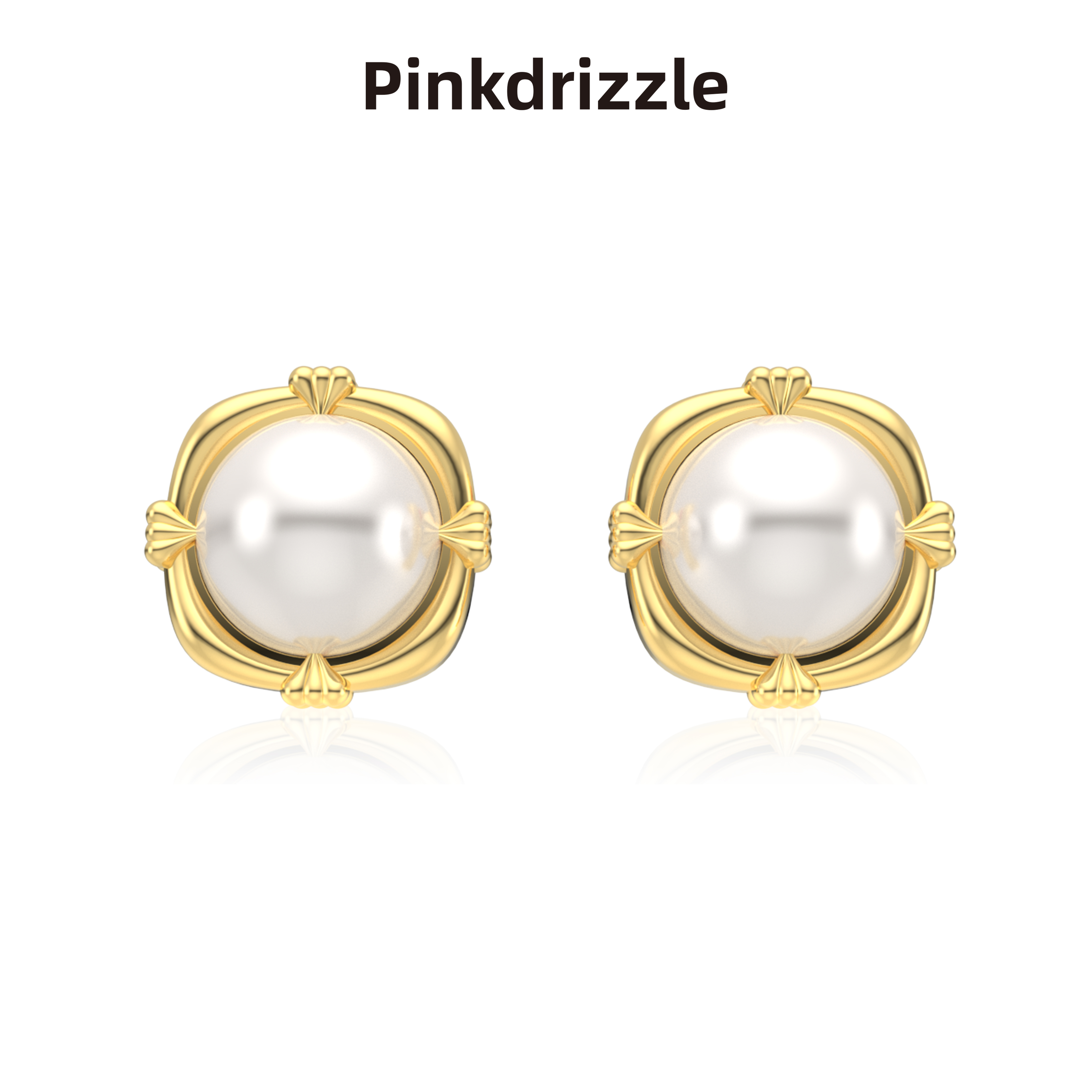 Pinkdrizzle 铜合金仿珍珠耳饰 喀纳斯之眼珍珠耳饰百搭
