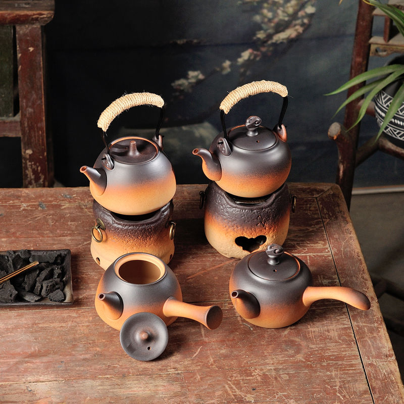 围炉煮茶家用酒精灯加热烧水壶炭炉煮茶器具全套炉座户外茶炉陶壶
