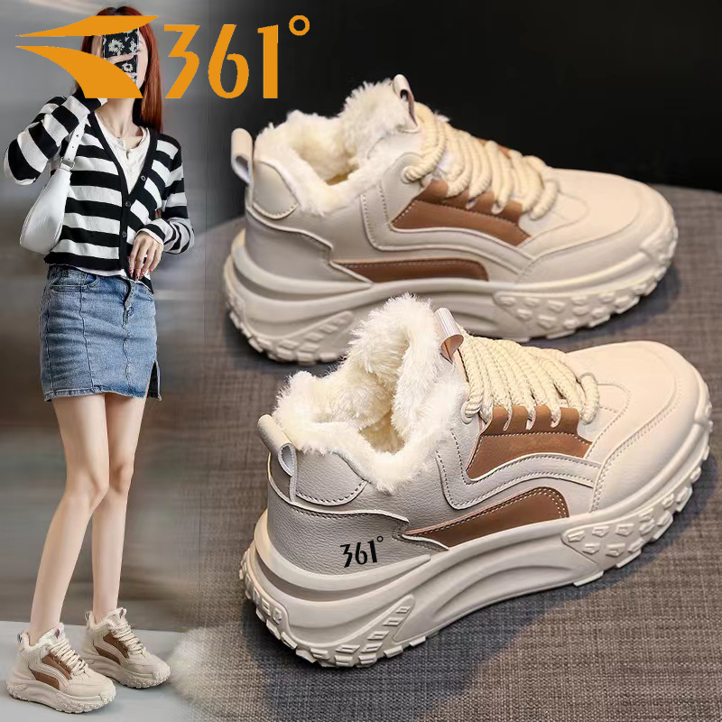 361°运动鞋女2023冬季新款加绒保暖厚底老爹鞋韩版学生跑步棉鞋女