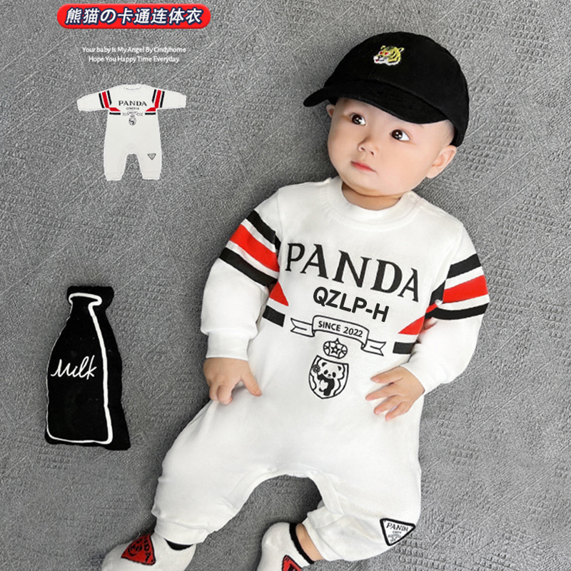 新生儿婴幼儿宝宝春秋高档纯棉运动风连体衣哈衣可爱网红萌萌潮