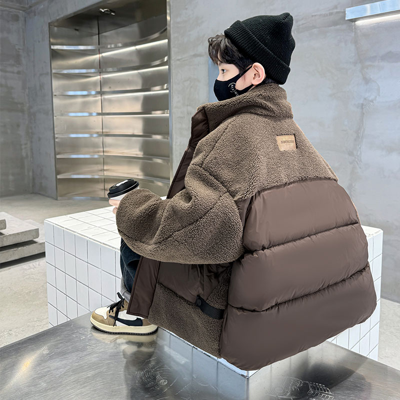 中大儿童2023冬季新款加厚韩版时髦棉袄男童冬款休闲保暖棉服帅潮