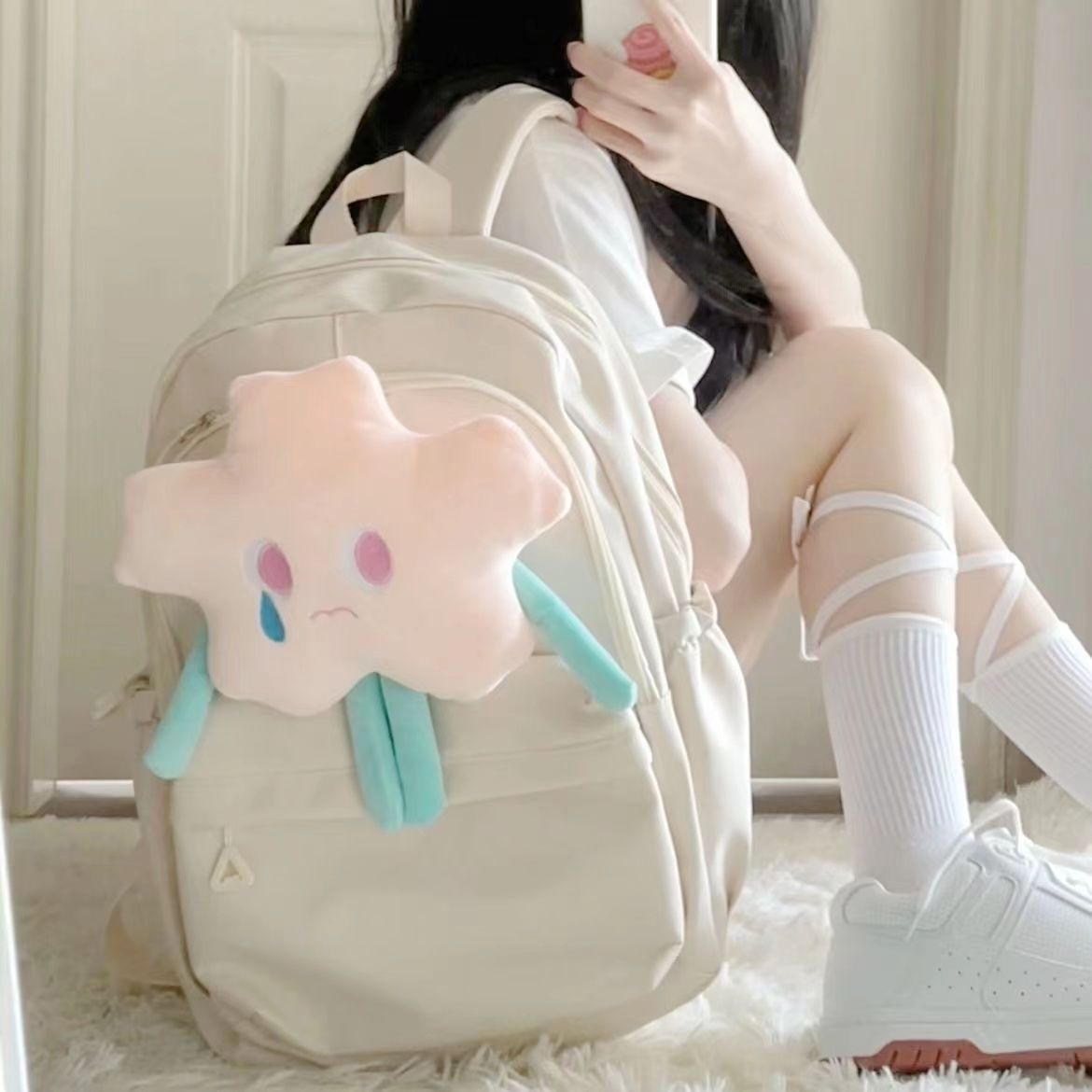 星星双肩包女大学生日系可爱百搭少女背包高中学生大容量书包