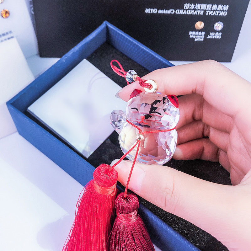 雅妮娜招财猫挂件水晶汽车挂件车内装饰用品创意汽车挂饰饰品可爱