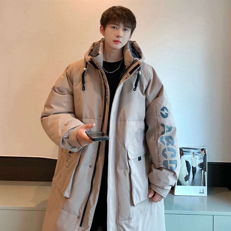 男生冬季棉服中长款港风宽松连帽外套2023新款保暖高级感大码棉衣