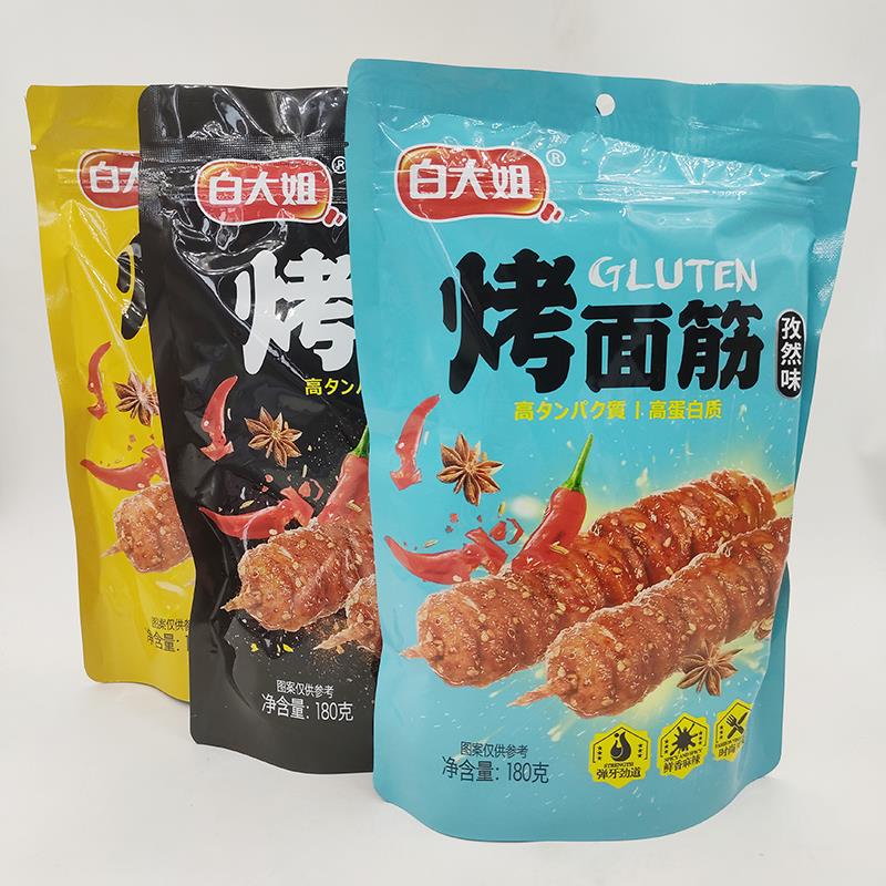 白大姐烤面筋袋辣条麻辣手撕素肉豆干小包零食小吃休闲素食笋1g