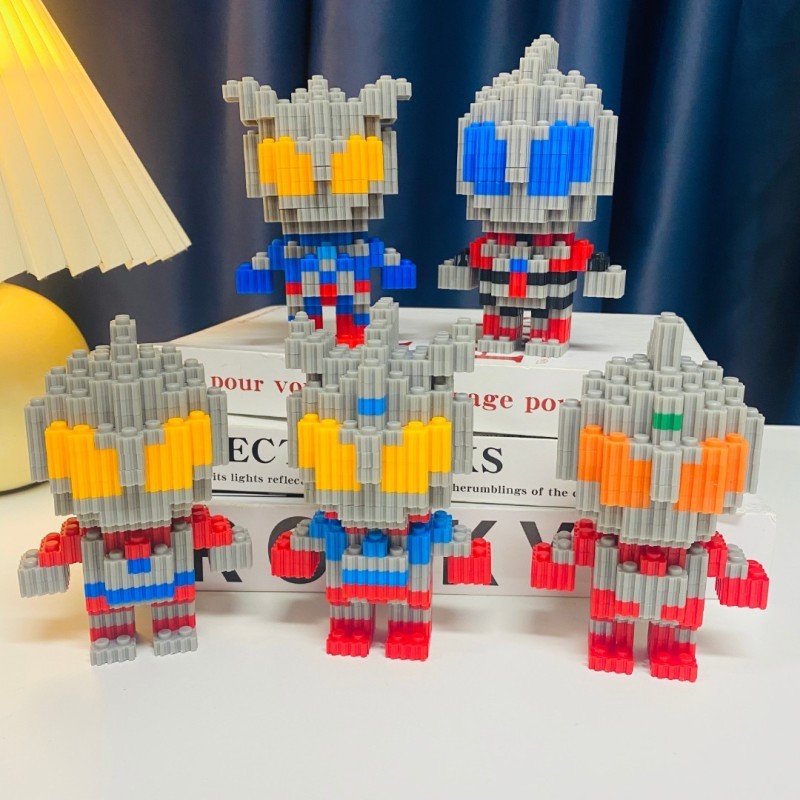 到手五只-Q版奥特曼组合积木小颗粒儿童拼装积木玩具益智专注玩具