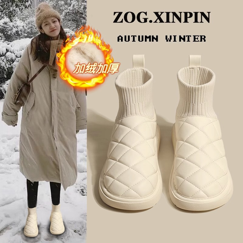 回力潮网红雪地靴女冬季加绒加厚靴子2023新款奶呼呼棉鞋东包棉靴