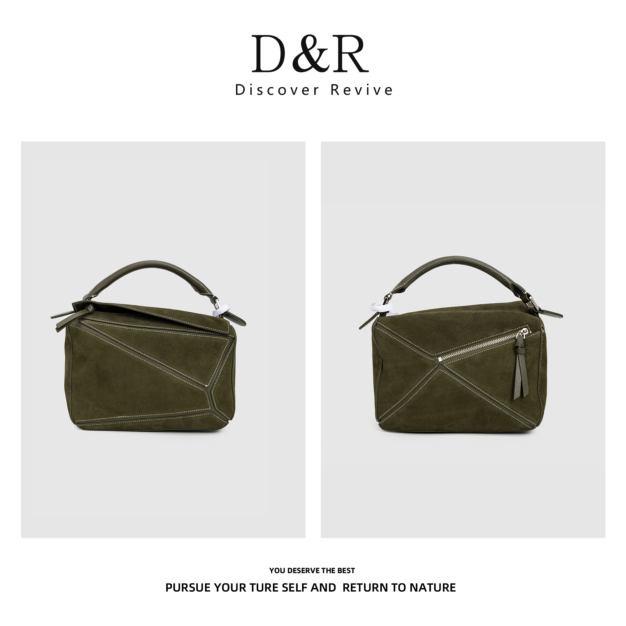 Discover  Revive2024年经典款时尚百搭单肩手提大方包E433-绿色