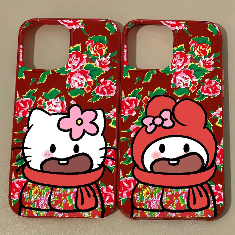 东北花袄Kitty猫iPhone13苹果15pro手机壳xsmax潮14男女11软壳12