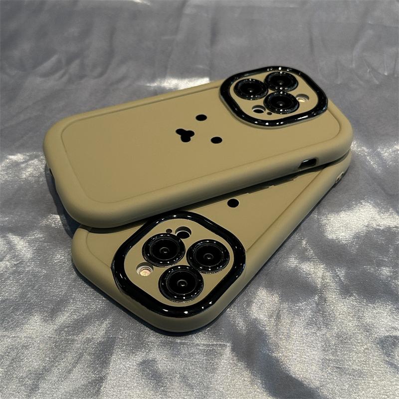 简约小熊表情苹果14手机壳iPhone15小众11高级13promax磨砂12软壳