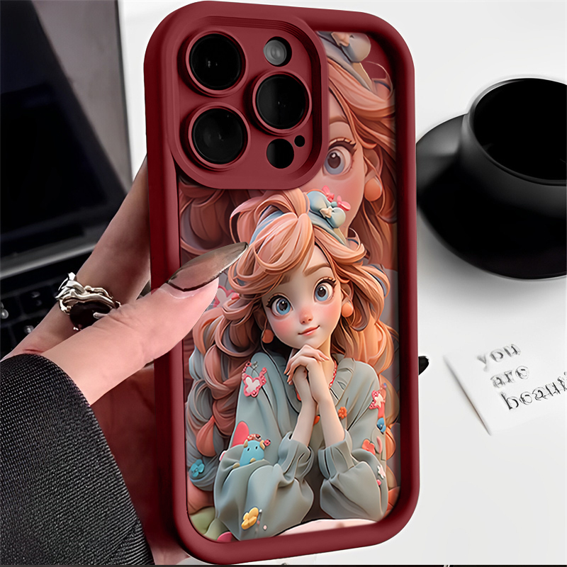 新款长发公主苹果13手机壳iPhone14全包15promax防摔11磨砂12软78