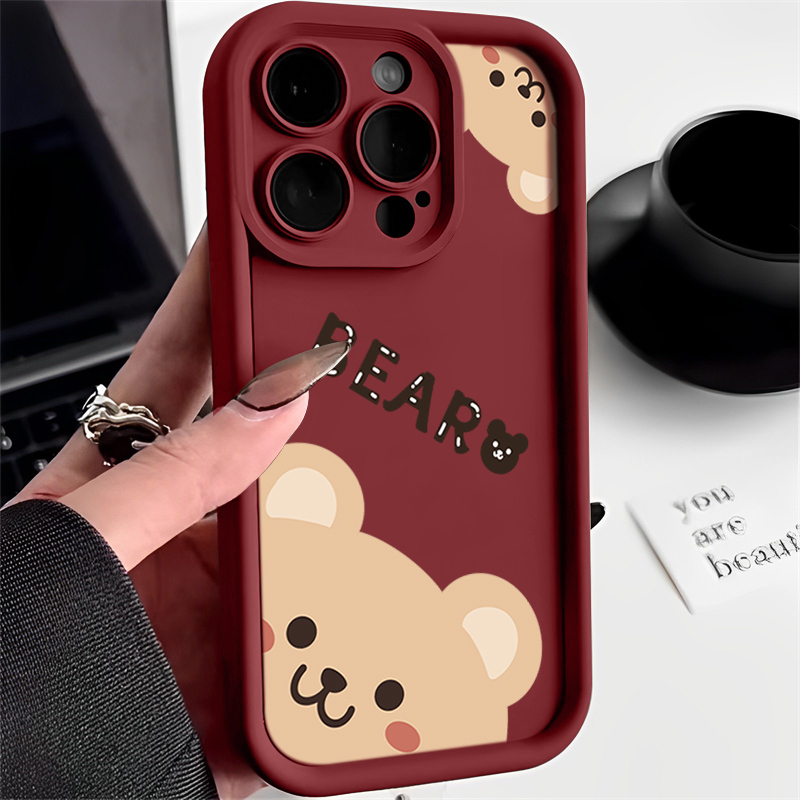 探头小熊苹果15手机壳iPhone14情侣13promax防摔11磨砂12全包78软
