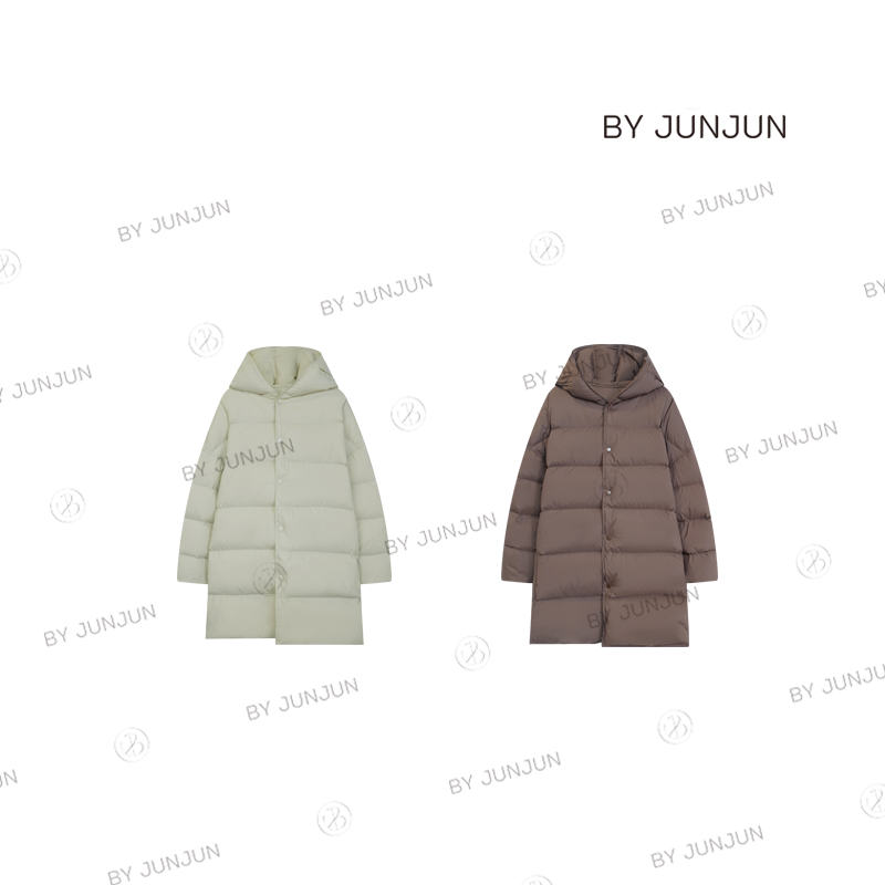 ByJunjun小众设计师【北海道】连帽长款羽绒服日系保暖羽绒服Y86298