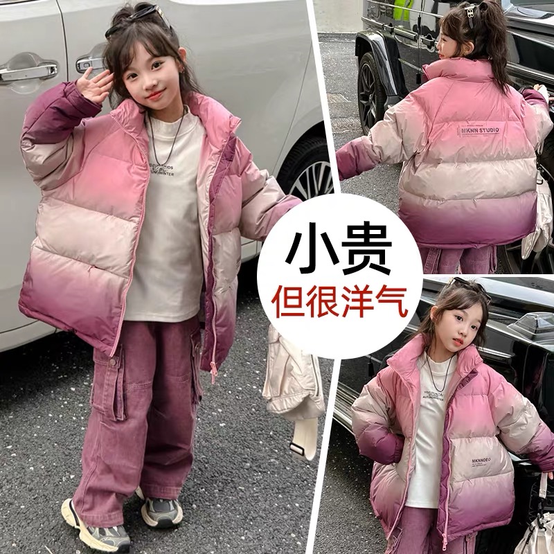 女童冬装洋气棉衣女孩中大儿童装手塞棉服冬装加厚冬款外套潮8岁9