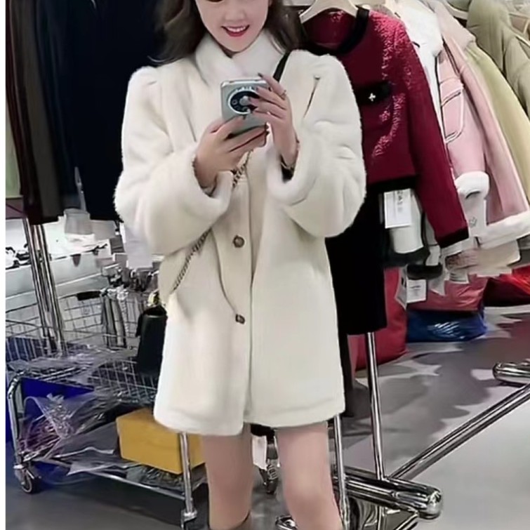 【叶子服饰】80冬季新品中长款时尚加厚外套3129