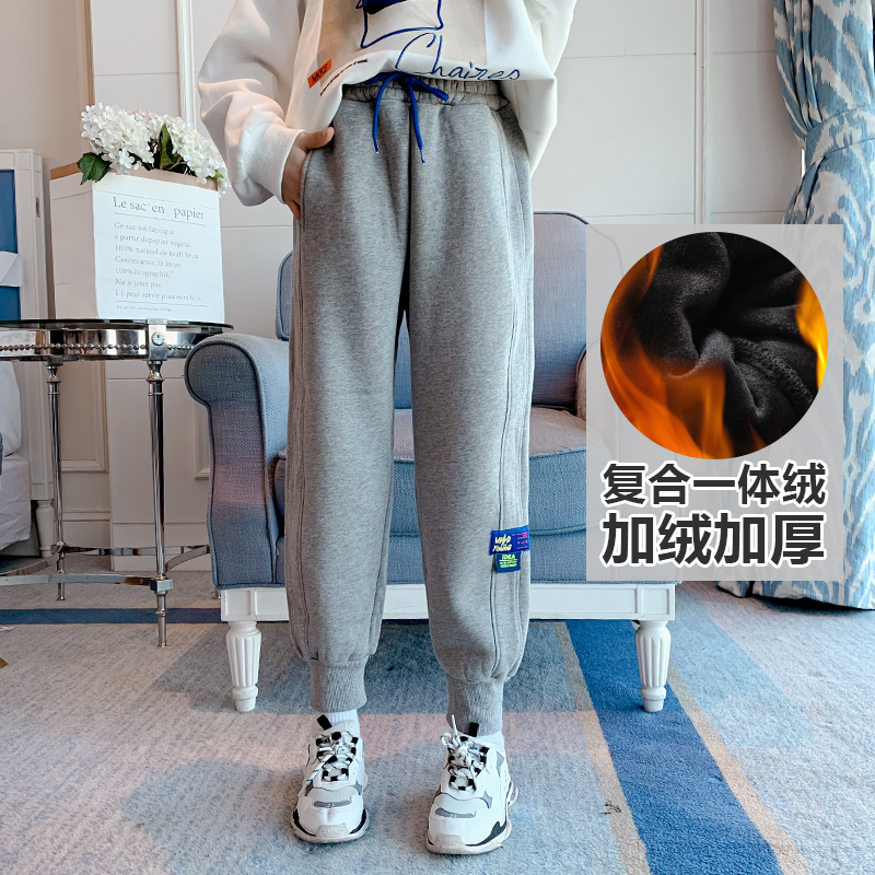 女童运动裤秋冬装外穿加绒加厚棉裤冬天休闲冬季卫裤大童儿童裤子
